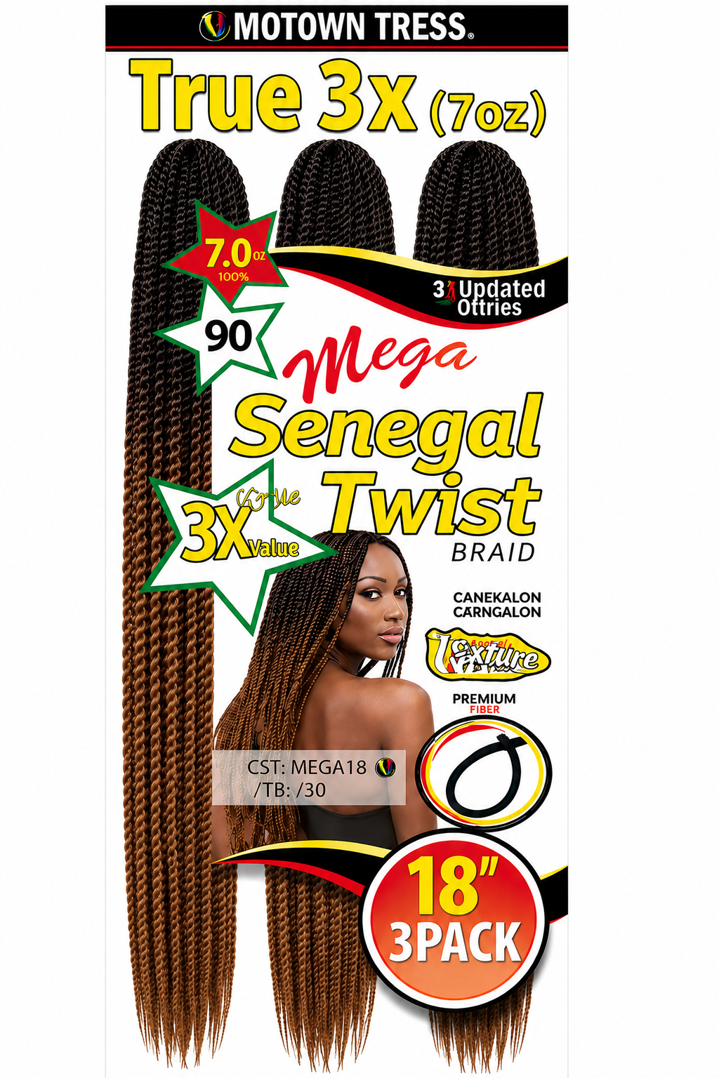 TRUE 3X MEGA SENEGAL TWIST BRAID CST. MEGA 18
